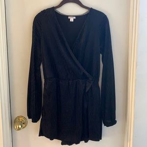 Black Velvet Long Sleeve Romper